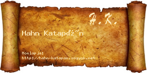 Hahn Katapán névjegykártya